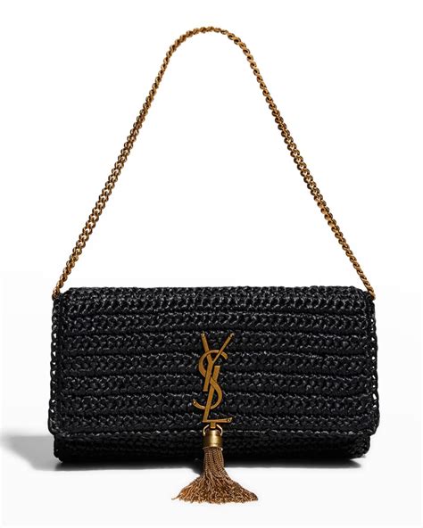 Saint Laurent Kate 99 YSL Tassel Shoulder Bag in Raffia.